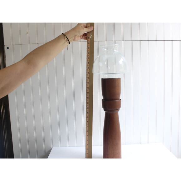 Vintage Mid Century Modern Wooden Mahogany Dome Candlestick 23" - Picture 4 of 7